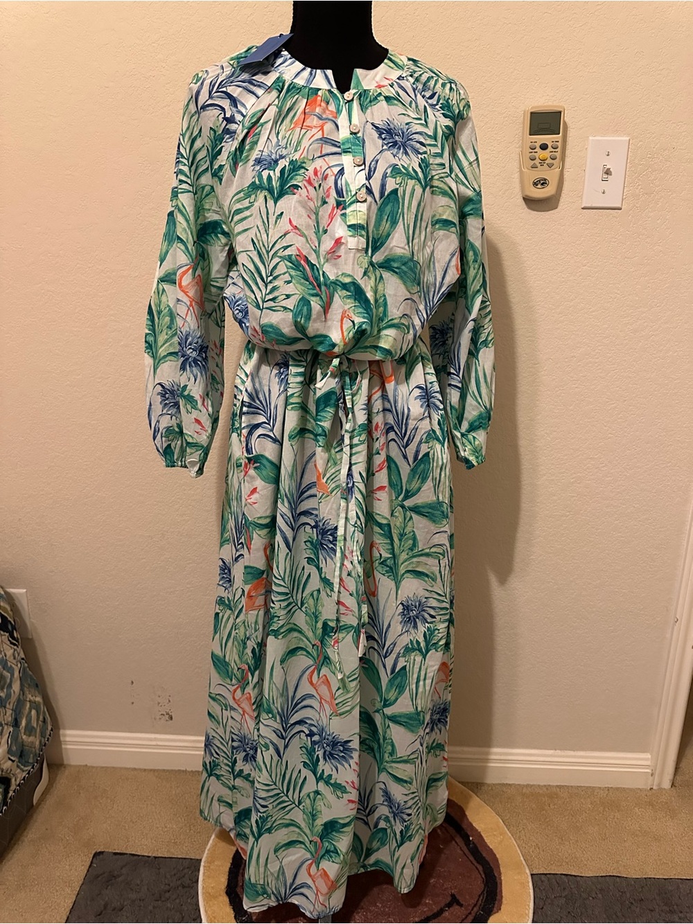 J.McLaughlin Daniella Dress Women's Tropical Botanical Tie-Waist Maxi Dress SzM - Picture 3 of 14